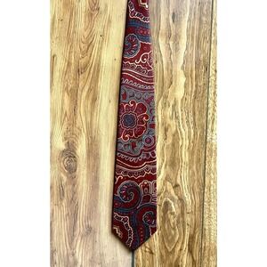 Vtg Etienne Aigner Silk Tie Paisleys Maroon Blue Yellow Retro Preppy